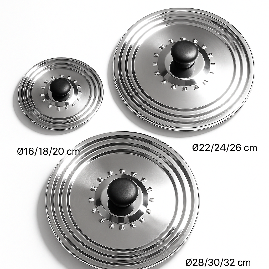 Universal lid size guide fitting pots 16cm to 32cm diameter