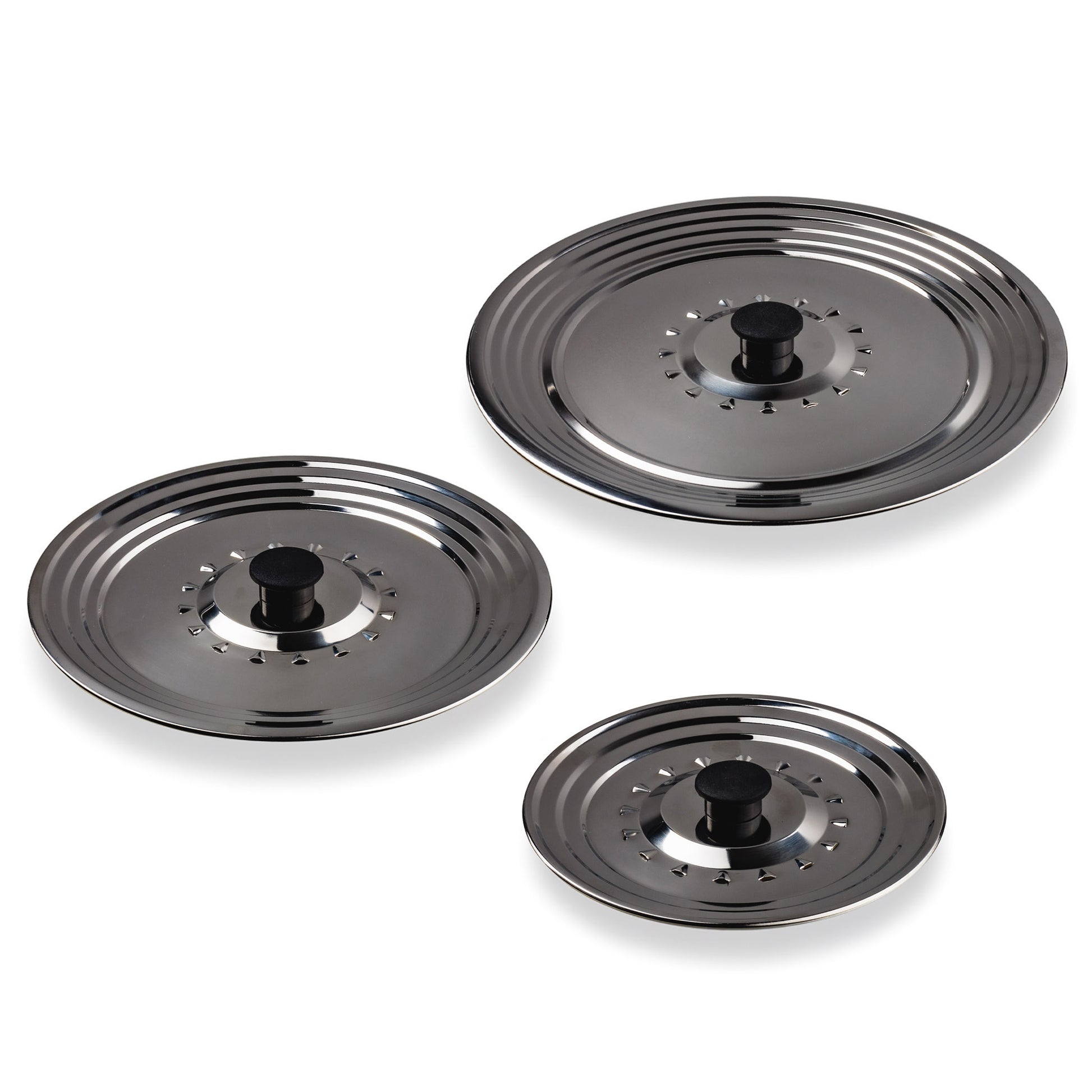 Set of 3 Universal Pan Lids Stainless Steel 16cm-32cm PROSCURA 